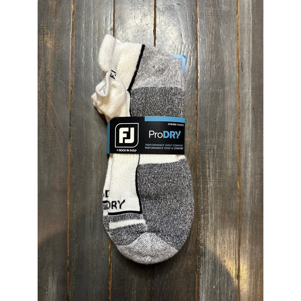 FootJoy ProDRY Mens Roll Tab Golf Socks 2 Pack White Grey XL 18138